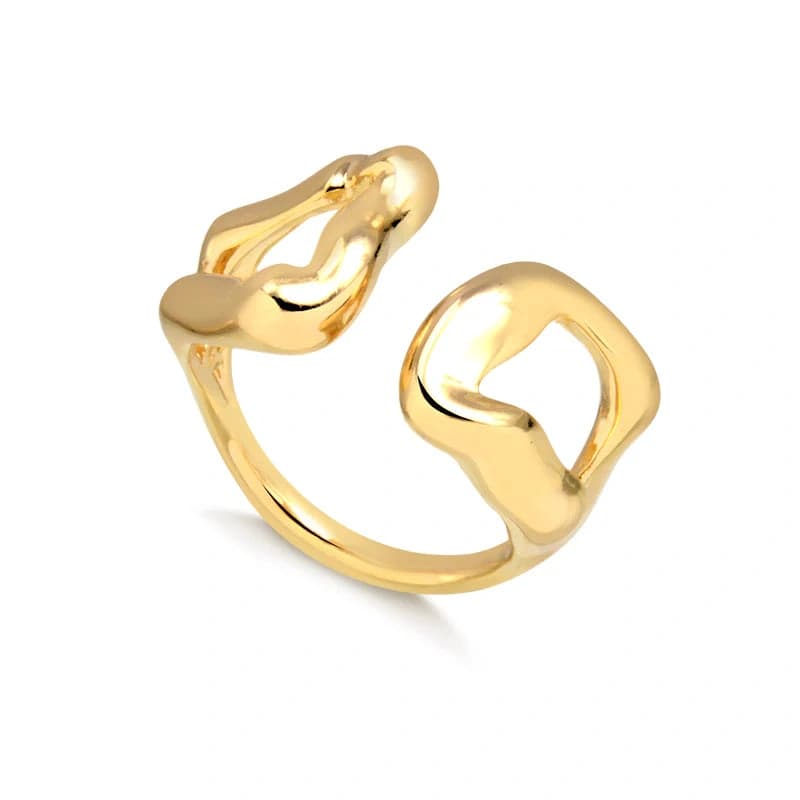 ANEL ABERTO ORGÂNICO BANHADO A OURO 18 K