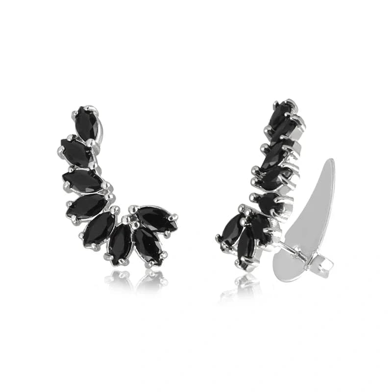 BRINCO EAR CUFF ECLIPSE NAVETE ONIX BANHADO A OURO BRANCO