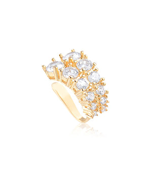 PIERCING FAKE DUPLA FILEIRA ZIRC. CRESCENTE BANHADO A OURO 18 K