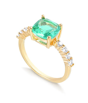ANEL SOLITÁRIO TURMALINA GLAM BANHADO A OURO 18 K