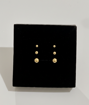 TRIO BOLINHA BANHADO A OURO 18 K