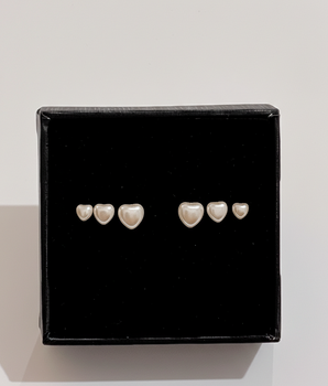 Trio de Pérolas Coração banhado a Ouro 18K