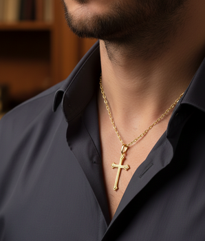 CORRENTE CARTIER SLIM PINGENTE MEDIEVAL BANHADO A OURO 18 K