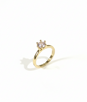 ANEL SOLITÁRIO CLASSICO 6 MM BANHADO A OURO 18K