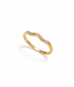 ANEL WAVE CRAVEJADO BANHADO A OURO 18K