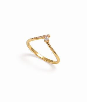 ANEL WISHBONE CRAVEJ. SOLITÁRIO BANHADO A OURO 18K