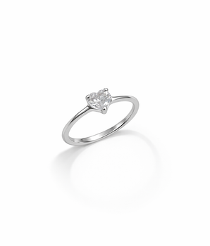 ANEL SOLITÁRIO HEART SILVER 925