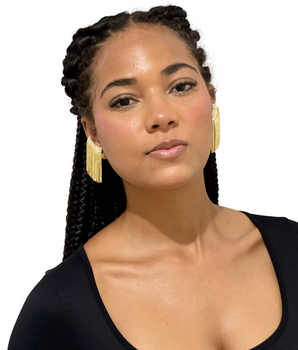 BRINCO EAR CUFF FRANJAS CASCATA DE LUZ BANHADO A OURO 18K