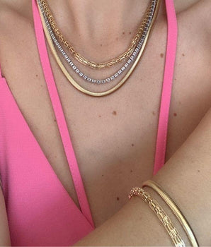 Choker Malha Brunna 4MM Banhada a Ouro 18K