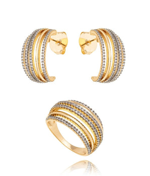 Conjunto Grace Duo Hermione Banhado a Ouro 18K