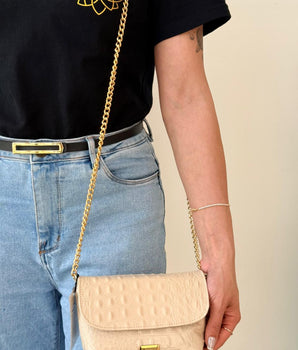 Bolsa Croco Brunna - Couro legítimo