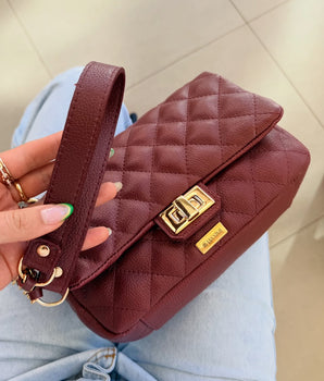Bolsa Siena bordô couro